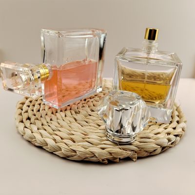 Clear Frosted Flat Square Empty Glass Perfume Bottle 15ml 30ml 50ml 60ml with Glass Cap