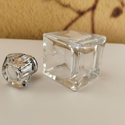 Clear Frosted Flat Square Empty Glass Perfume Bottle 15ml 30ml 50ml 60ml with Glass Cap