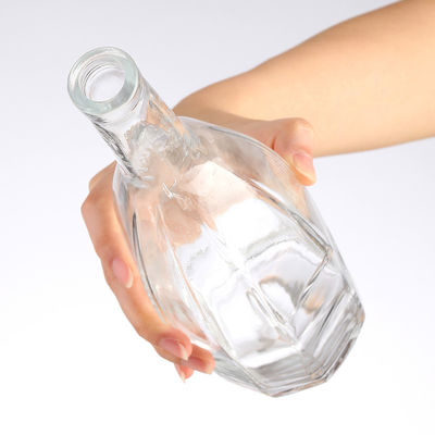 Octagonal Diamonds Glass Juice Bottle Customized Logo Beverage Clear Hot Stamping Welcom
