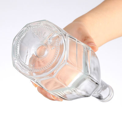 Octagonal Diamonds Glass Juice Bottle Customized Logo Beverage Clear Hot Stamping Welcom