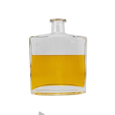Flat Square Whiskey Vodka Rum Tequila Gin Spirits Glass Bottle with Cork Sealing Type