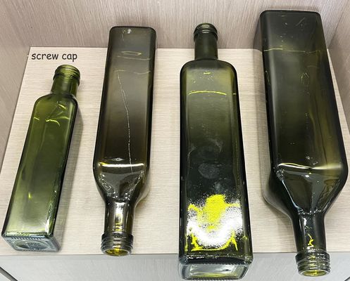 100ml 250ml 375ml 500ml 750ml Dark Green Cylinder Olive Oil Glass Bottles with Aluminum Cap