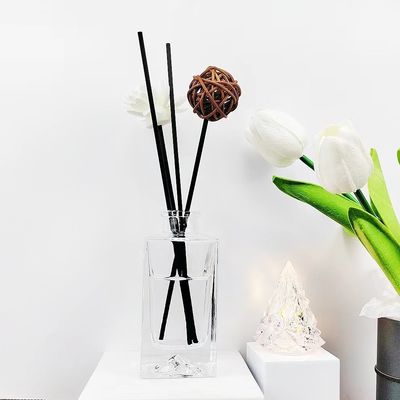 Round Glass Aromatherapy Reed Diffuser Bottles Perfume Rectangle Glass Bottle with Caps