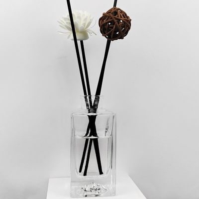 Round Glass Aromatherapy Reed Diffuser Bottles Perfume Rectangle Glass Bottle with Caps