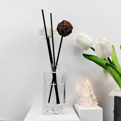 Round Glass Aromatherapy Reed Diffuser Bottles Perfume Rectangle Glass Bottle with Caps