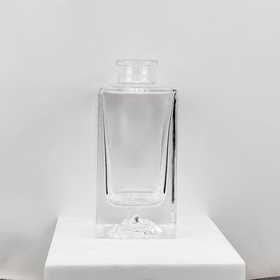 Aromatherapy Square Glass Bottle with Wooden Lid 50ml Capacity and Clear Glass