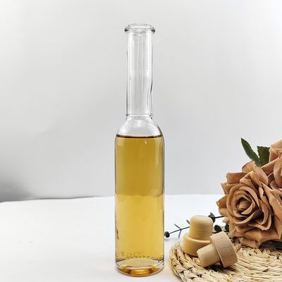 Acceptable Customer's Logo Clear Color Long Neck 50ml 100ml Glass Oil Bottle with Cork Cap
