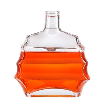Clear Glass Cork Bottle for Gin Vodka Spirit Wine Juice Beer Beverage Liquor Hot Stamping