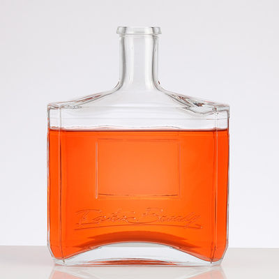 Clear Glass Cork Bottle for Gin Vodka Spirit Wine Juice Beer Beverage Liquor Hot Stamping