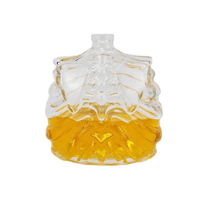 Glass Collar Material Custom Shape Bottle for Whiskey Vodka Rum Tequila Gin Spirit