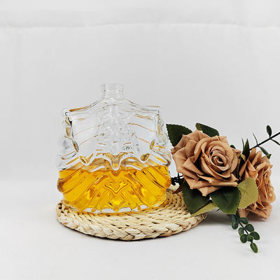 Glass Collar Material Custom Shape Bottle for Whiskey Vodka Rum Tequila Gin Spirit