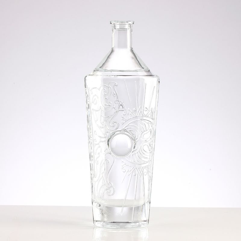 Clear Customized Twist Pattern Liquor Spirit Wine Brandy Bourbon Tequila Glass Bottle