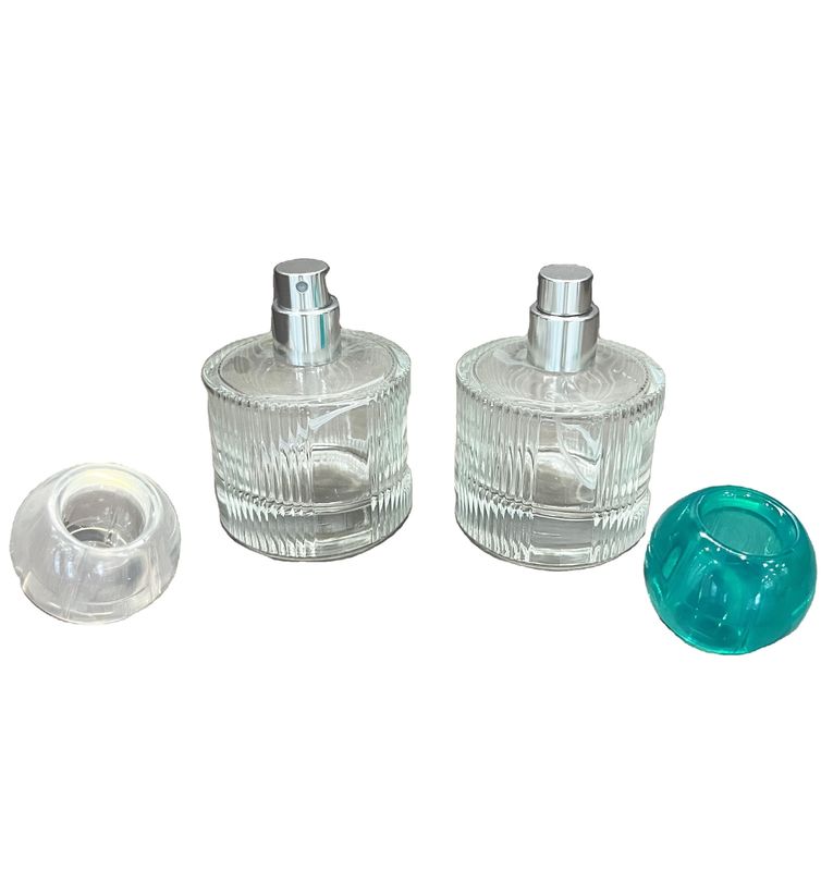 Beverage Glass Cylinder Shape Striped Classical Fragrance Parfum Spray Bottles 30ml 50ml