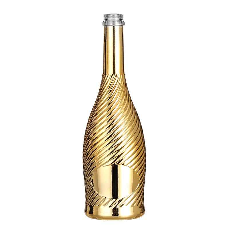 UV Surface Handling Luxury Liquor Bottle 750ml Champagne Bottle in Golden Frosted Glass