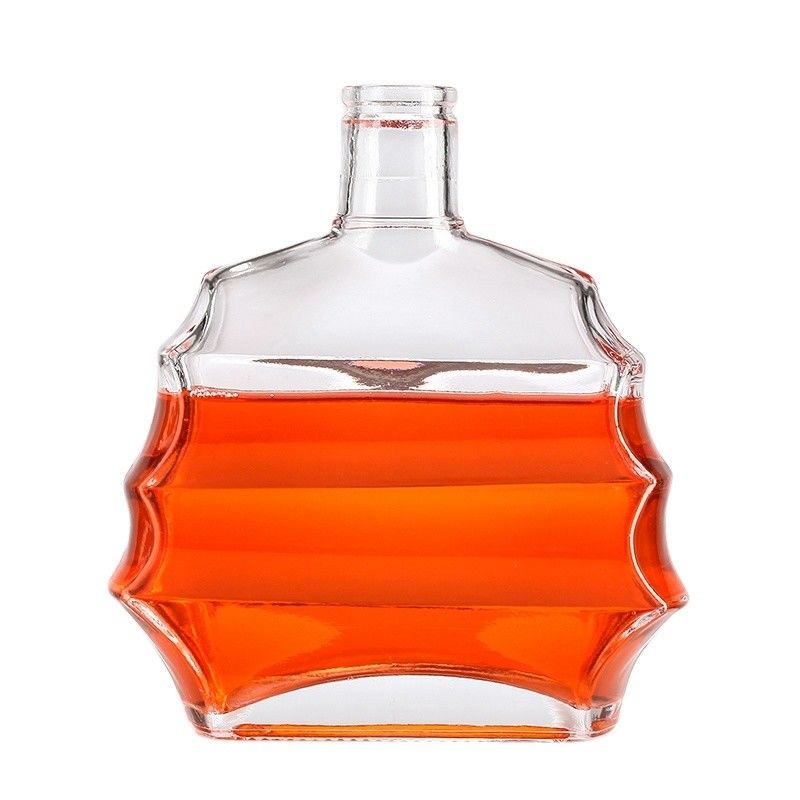 Clear Glass Cork Bottle for Gin Vodka Spirit Wine Juice Beer Beverage Liquor Hot Stamping