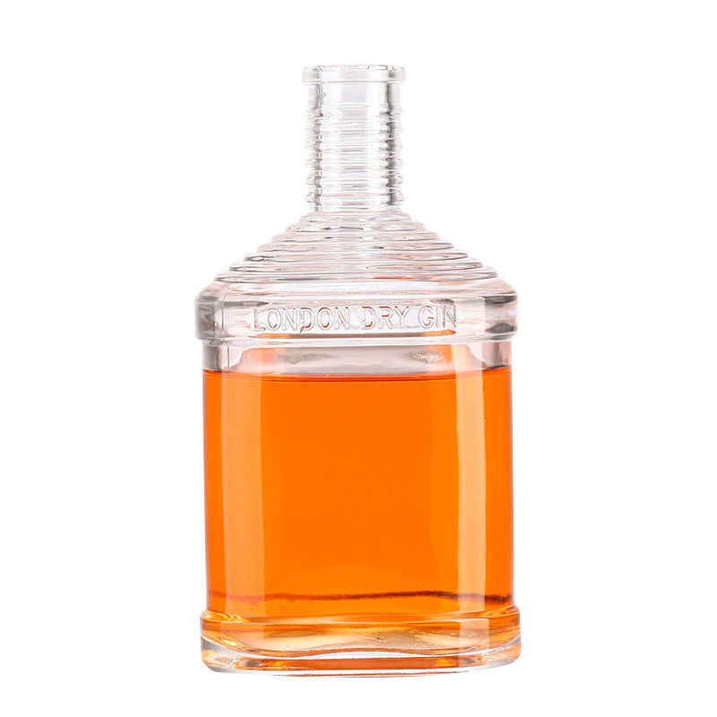 High Weight Square Clear Empty Glass Bottles for Liquor 250ml 500ml Extra Flint Embossed