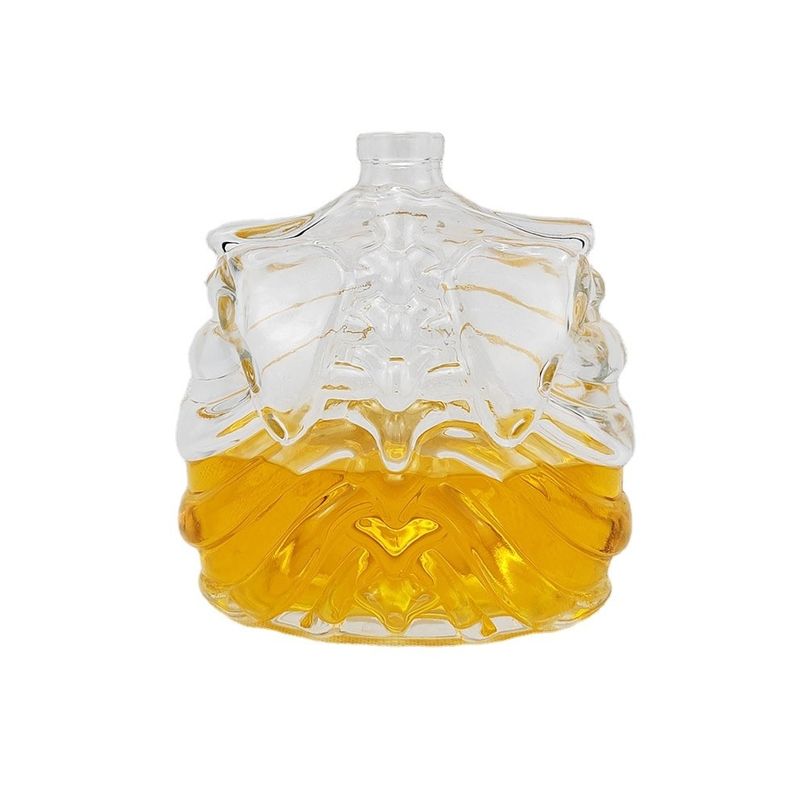 Glass Collar Material Custom Shape Bottle for Whiskey Vodka Rum Tequila Gin Spirit